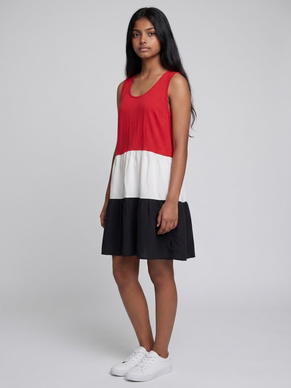 🛫 Umgee Red, White & Blue Colorblock Tank Dress size small